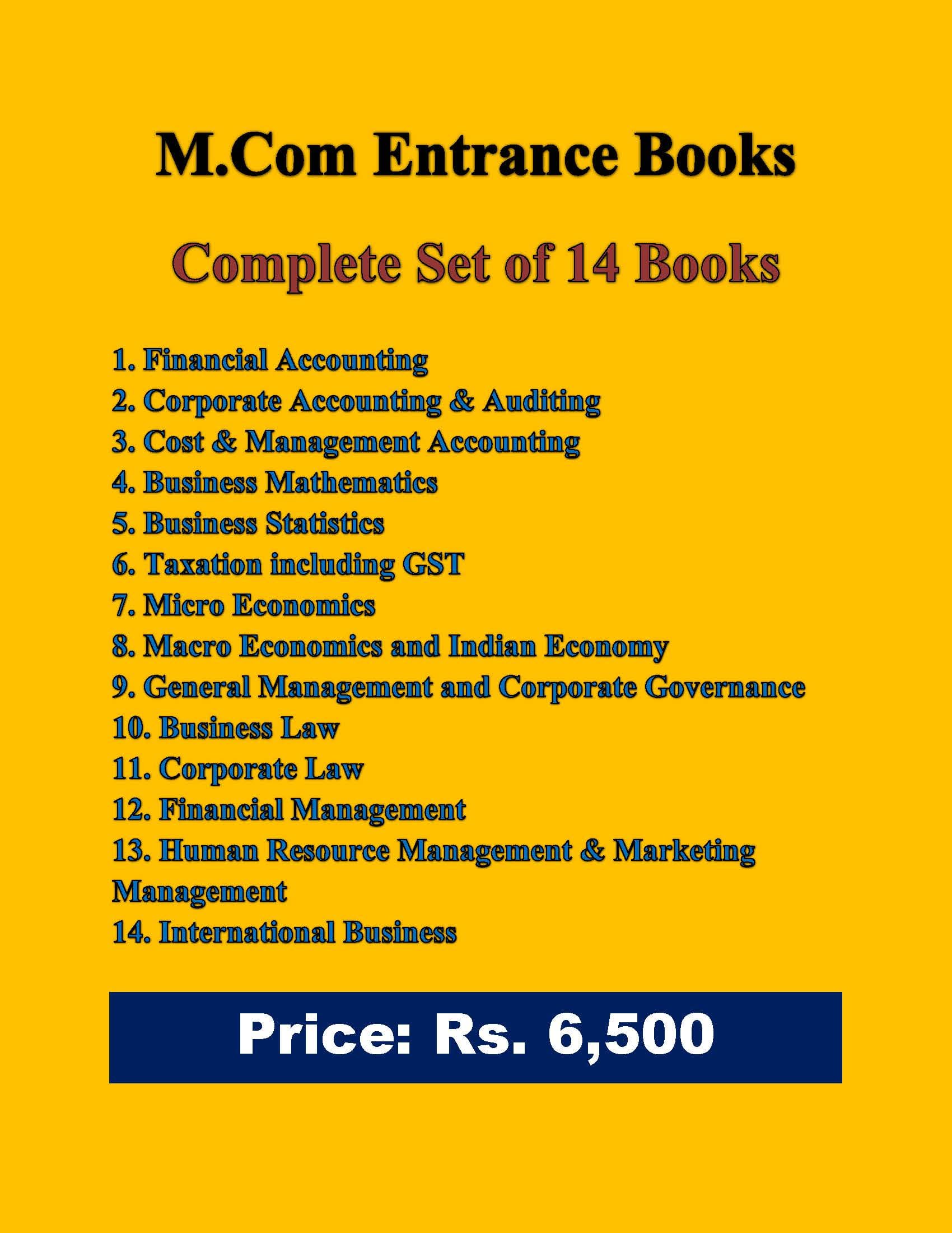 M.Com Entrance Book - Complete Set of 14 Books